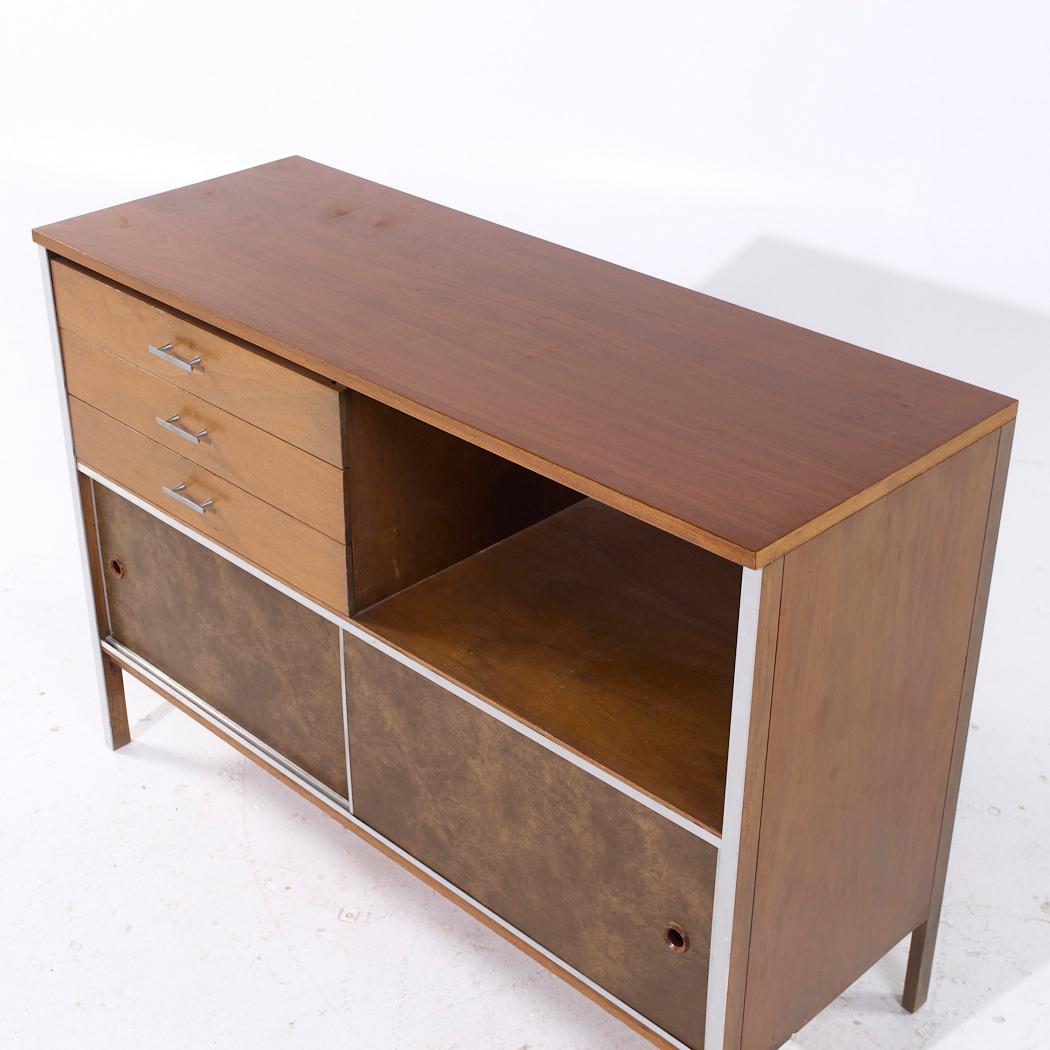 Late 20th Century Paul McCobb for Calvin Linear Mid Century Walnut Credenza For Sale