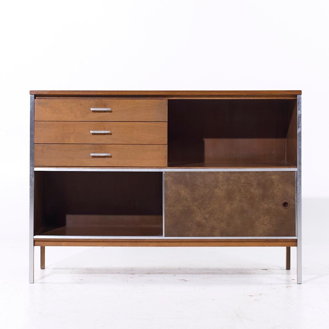 Metal Paul McCobb for Calvin Linear Mid Century Walnut Credenza For Sale