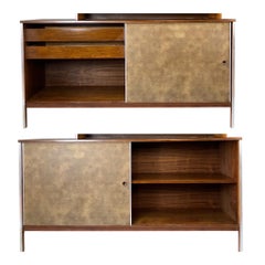 Paul McCobb for Calvin Linear Mid Century Walnut Credenza With Hutch