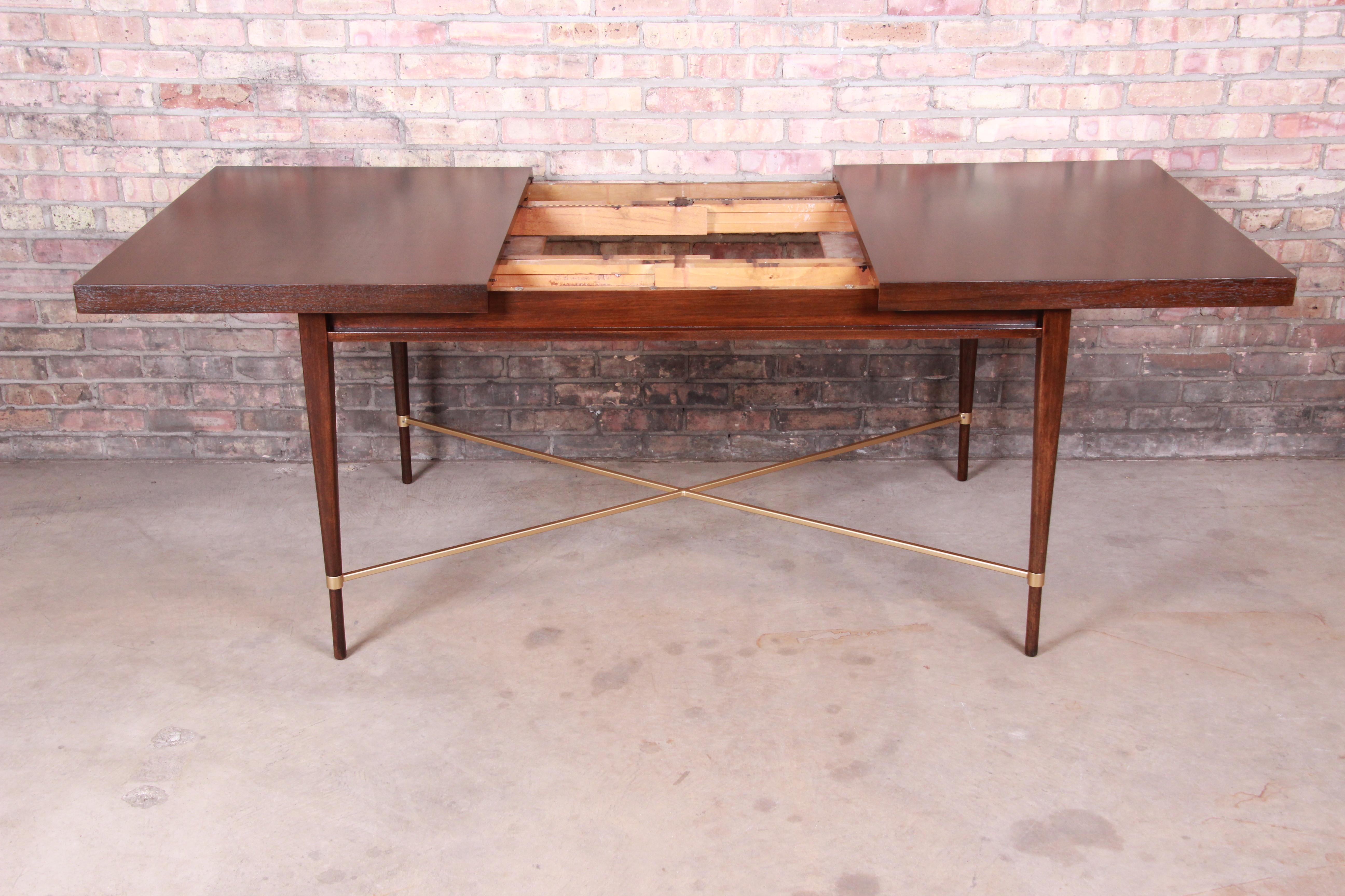 Paul McCobb for Calvin Mahogany and Brass Dining Table, Newly Refinished 4
