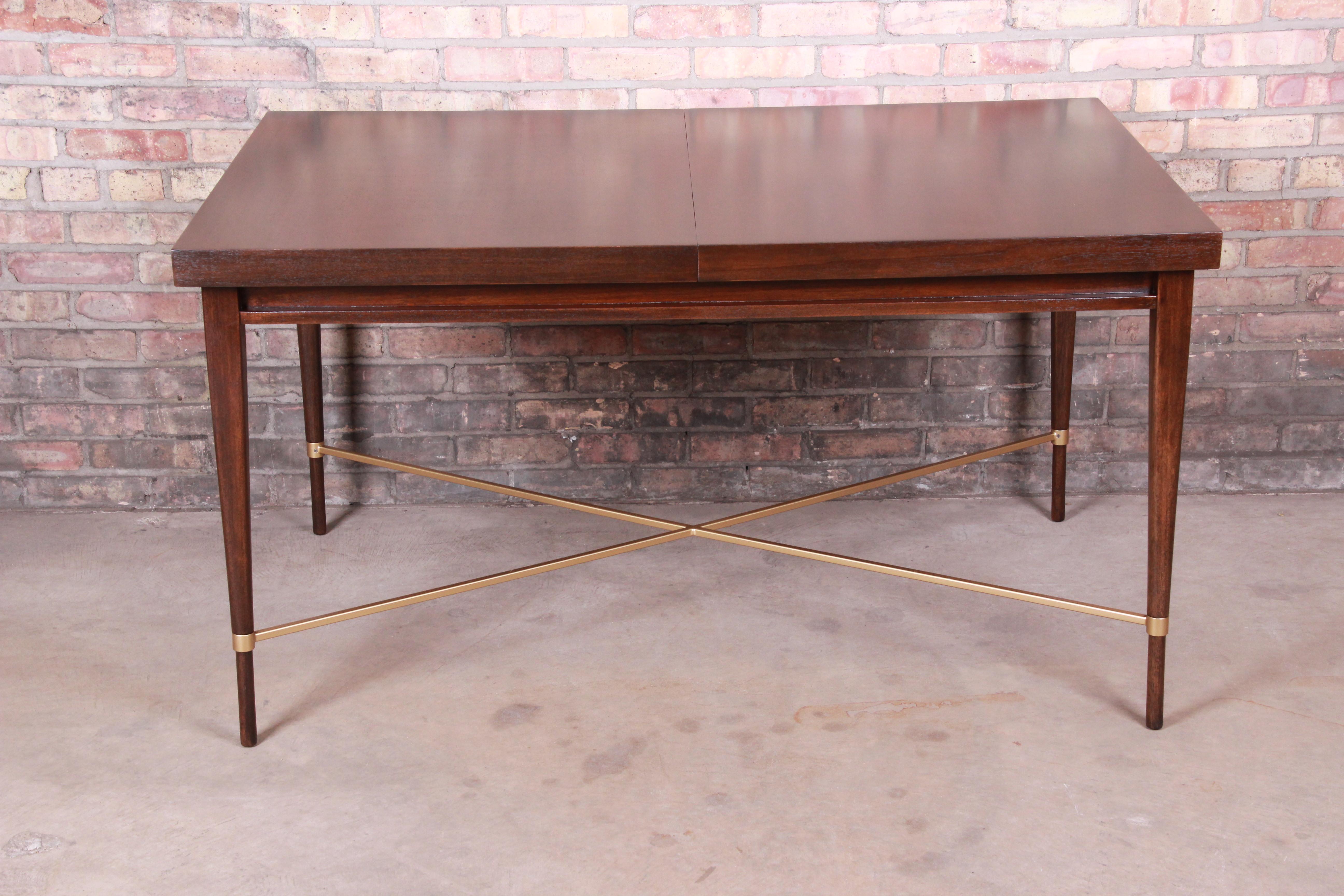 Paul McCobb for Calvin Mahogany and Brass Dining Table, Newly Refinished 5