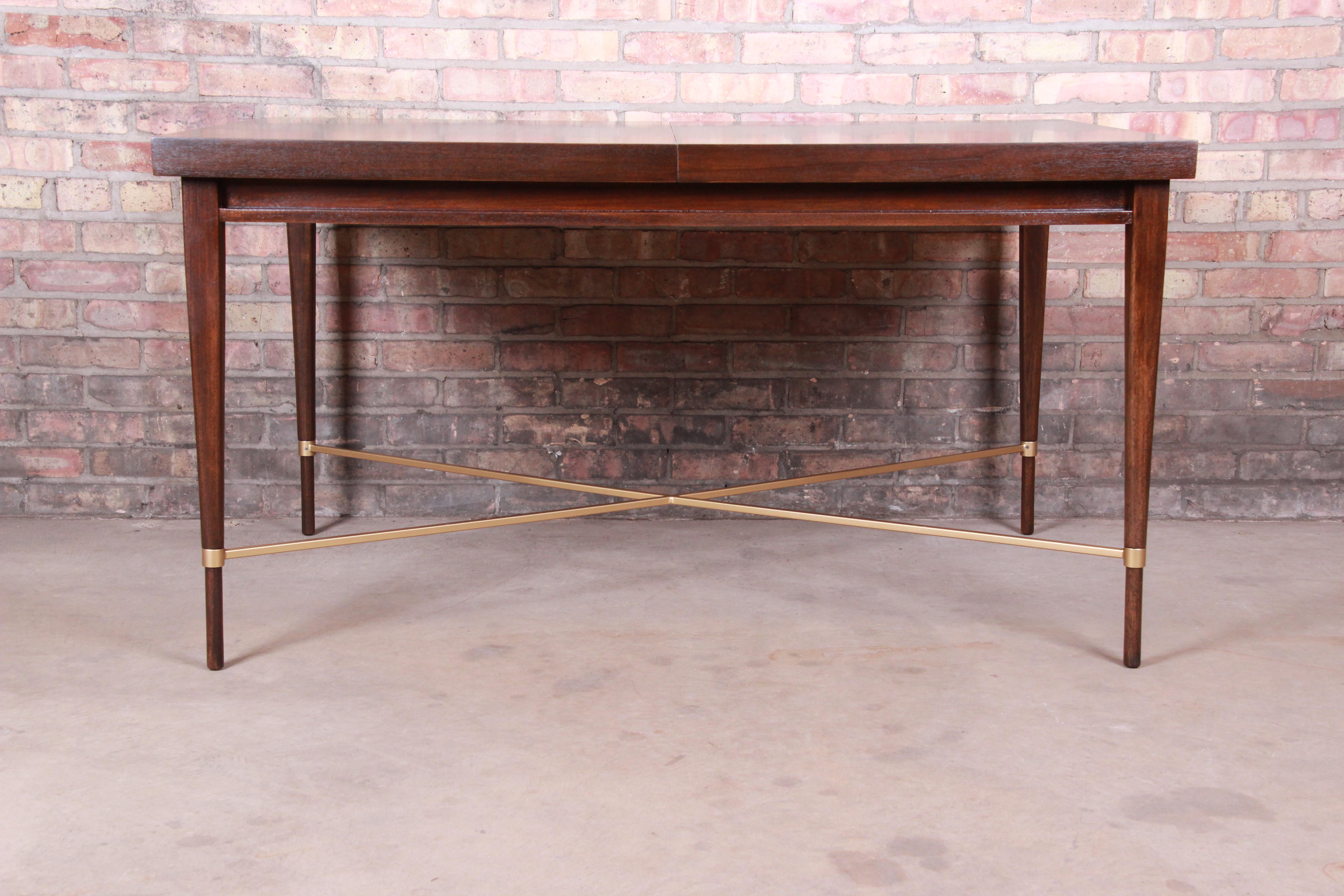 Paul McCobb for Calvin Mahogany and Brass Dining Table, Newly Refinished 6