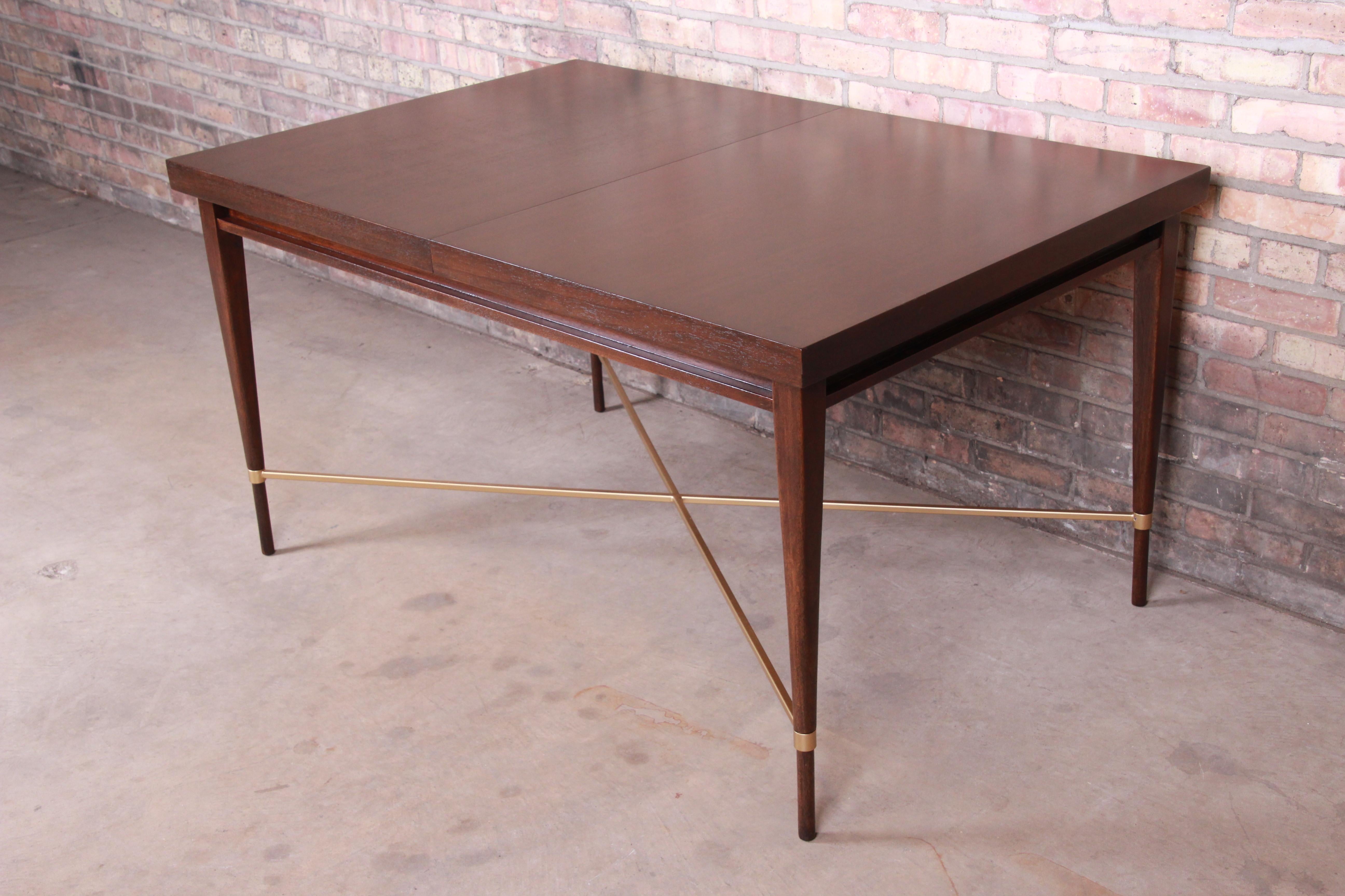 Paul McCobb for Calvin Mahogany and Brass Dining Table, Newly Refinished 7