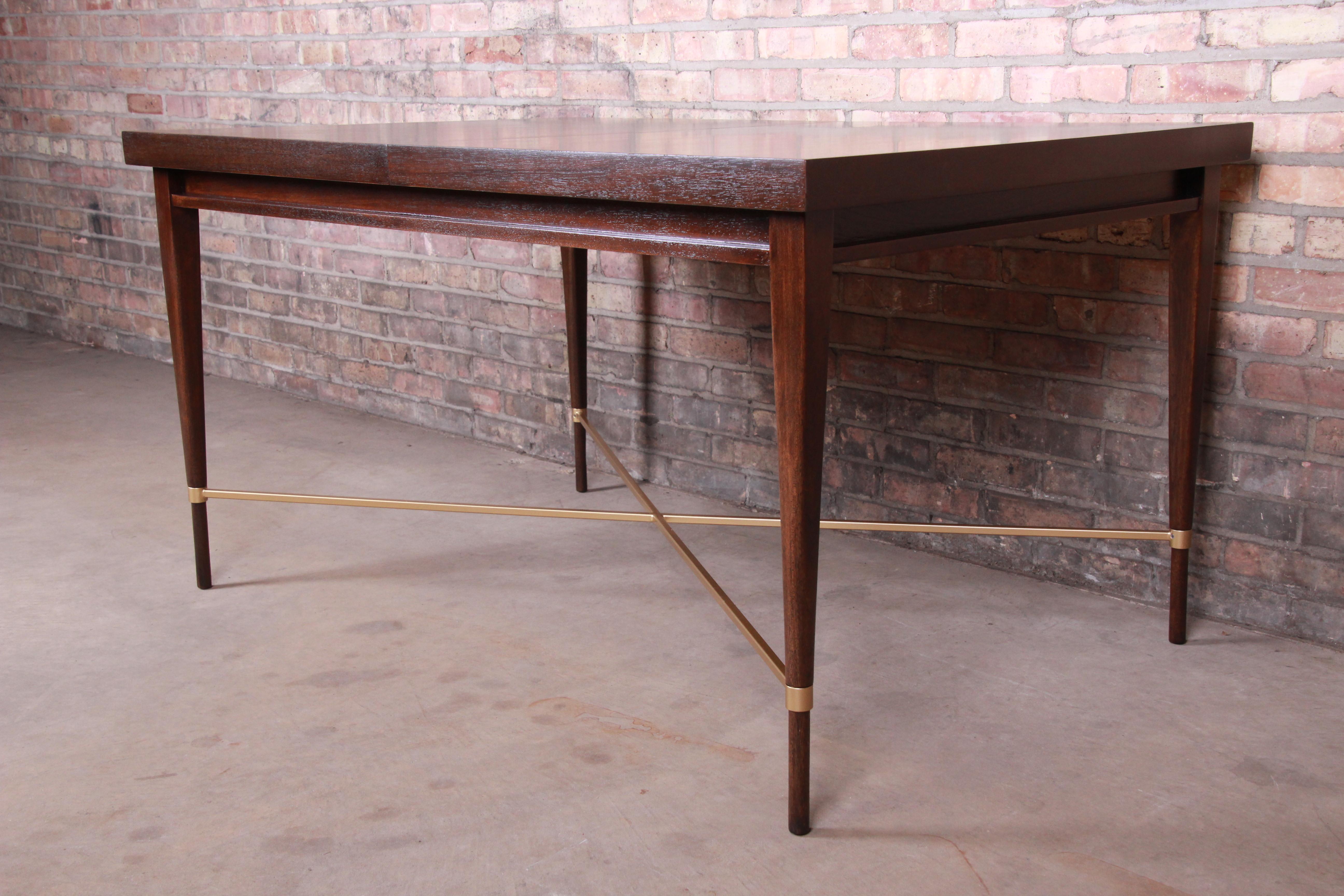 Paul McCobb for Calvin Mahogany and Brass Dining Table, Newly Refinished 8