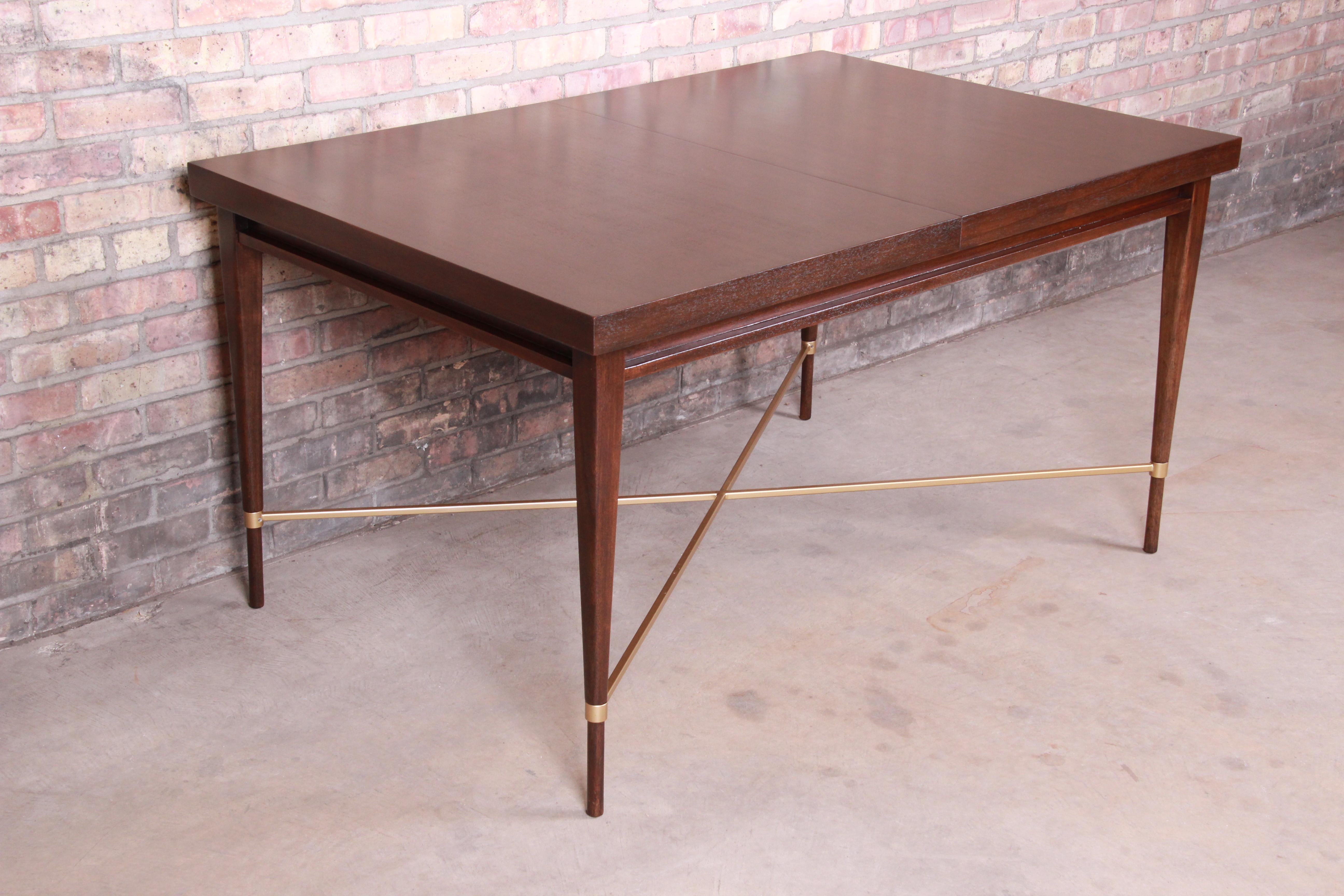 Paul McCobb for Calvin Mahogany and Brass Dining Table, Newly Refinished 9