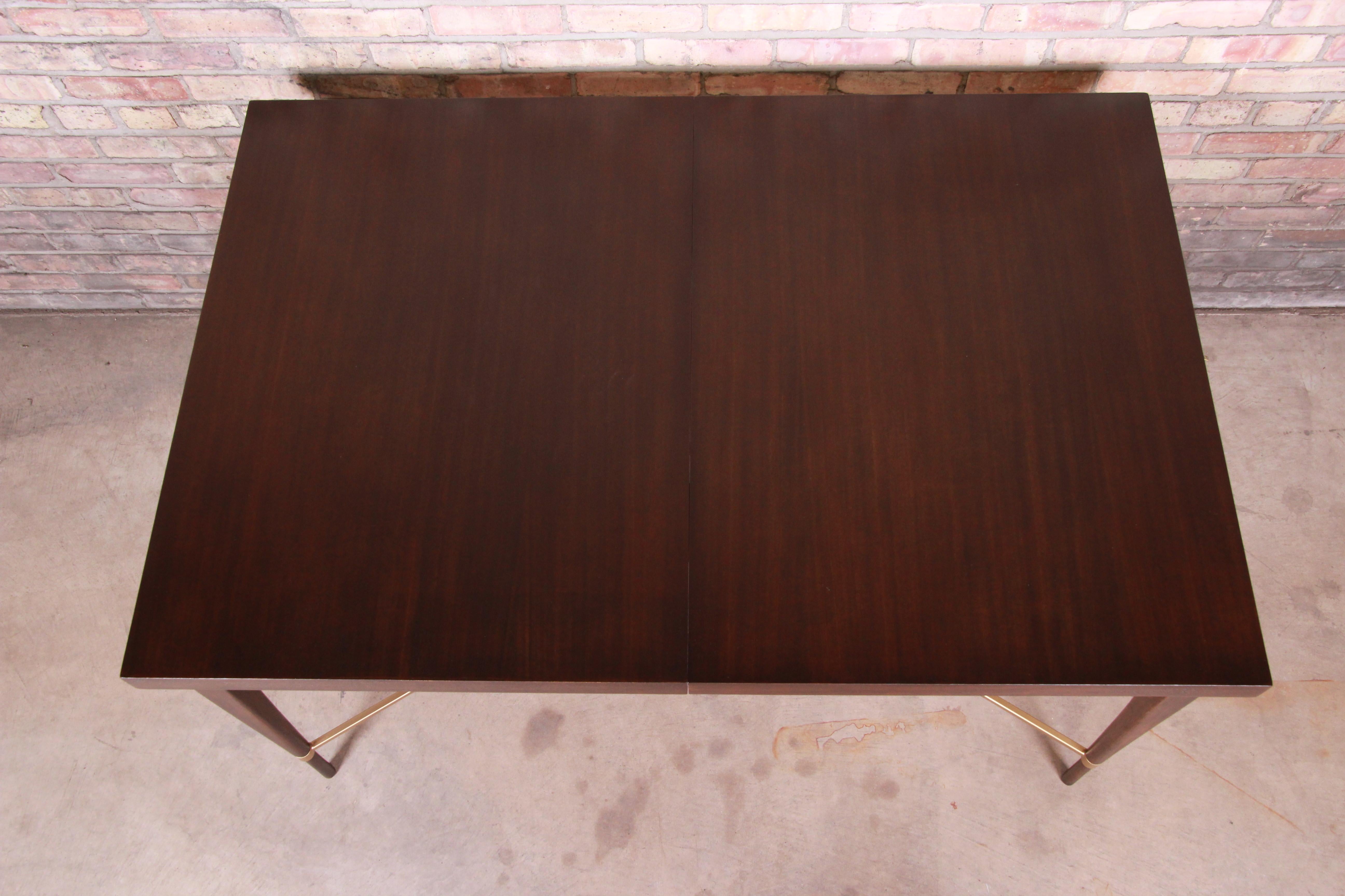 Paul McCobb for Calvin Mahogany and Brass Dining Table, Newly Refinished 11