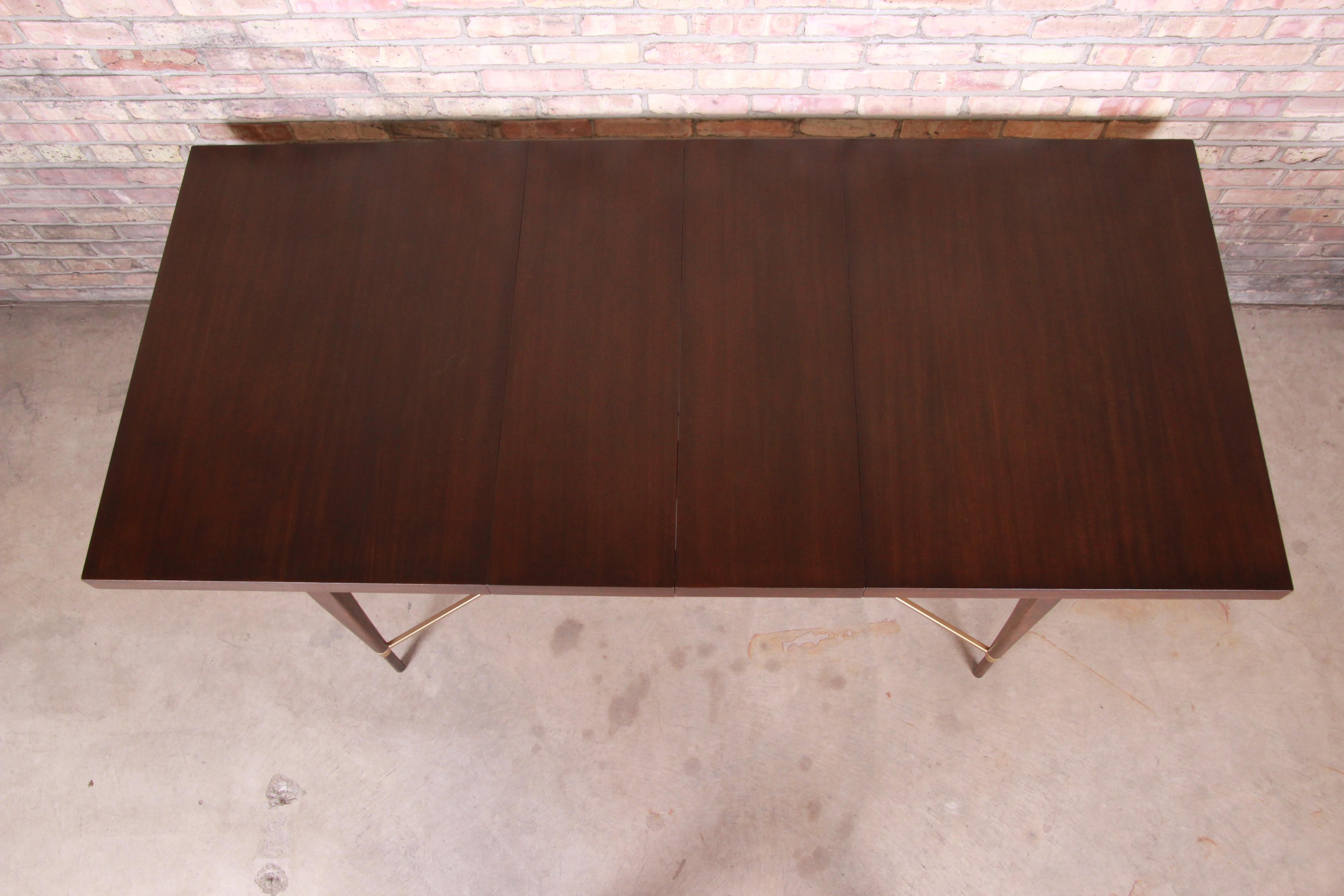 Paul McCobb for Calvin Mahogany and Brass Dining Table, Newly Refinished 2