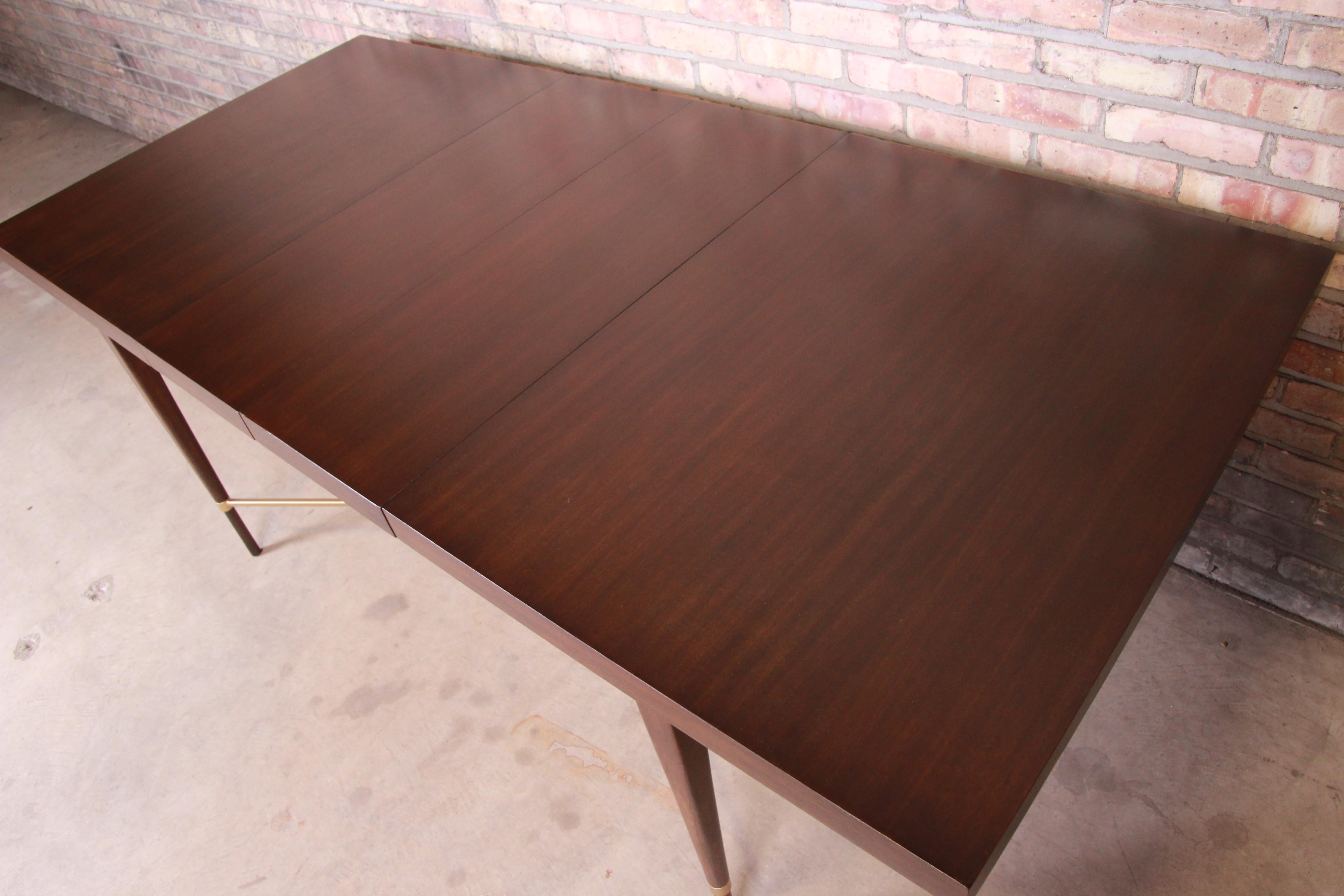 Paul McCobb for Calvin Mahogany and Brass Dining Table, Newly Refinished 3