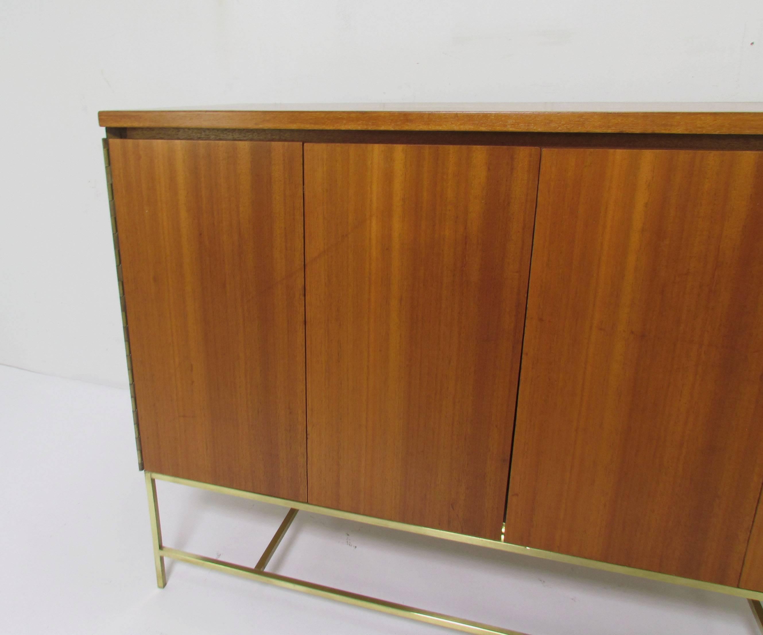 Paul McCobb for Calvin Mahogany and Brass Sideboard In Good Condition In Peabody, MA