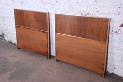 Paul McCobb for Calvin Mahogany and Brass Twin Headboards, Pair