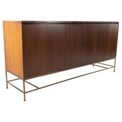 Vintage Paul McCobb for Calvin MCM 16-Drawer Mahogany & Brass Sideboard Buffet Credenza