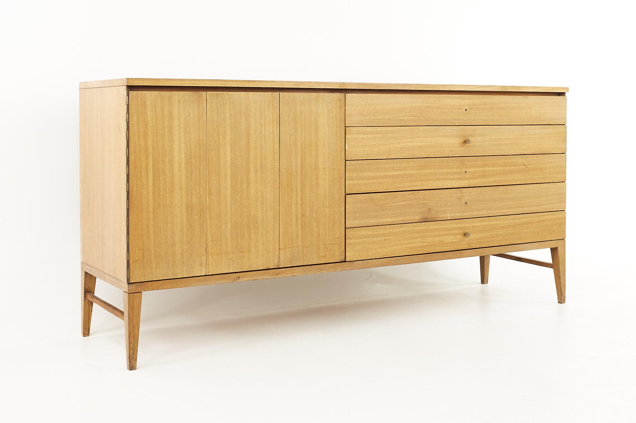 Paul McCobb for Calvin MCM Bleached Mahogany and Brass Sideboard with Hutch 7