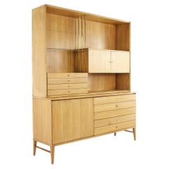 Paul McCobb for Calvin MCM Bleached Mahogany and Brass Sideboard with Hutch