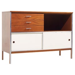 Paul McCobb for Calvin MCM Walnut and Stainless Steel Sliding Door Credenza