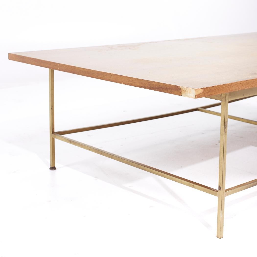 Blanchi Paul McCobb pour Calvin Table basse du milieu du siècle en acajou blanchi et laiton en vente