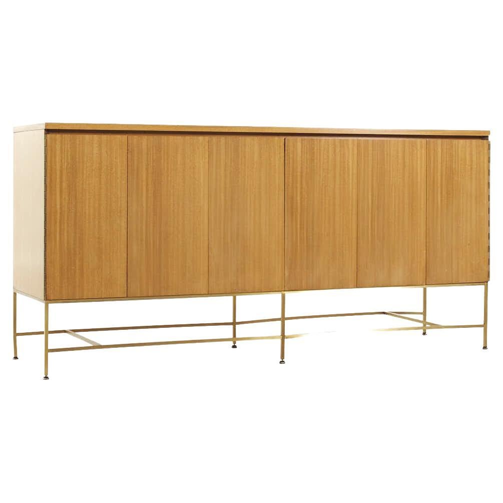 Paul McCobb for Calvin Mid Century Bleached Mahogany and Brass Credenza ...