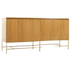 Paul McCobb for Calvin Mid Century Bleached Mahogany and Brass Credenza