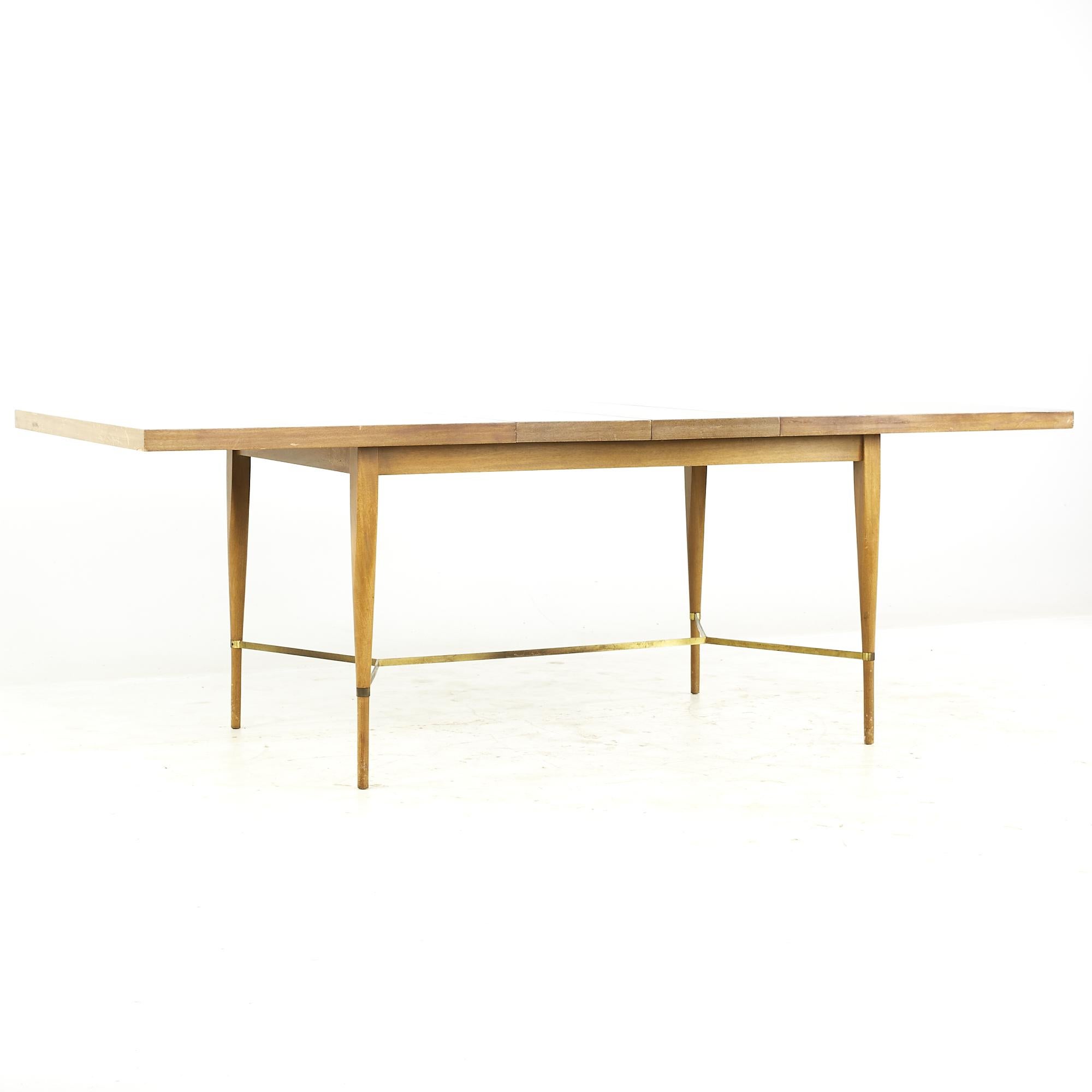 Paul McCobb for Calvin Midcentury Brass and Mahogany Dining Table with Leaves For Sale 5