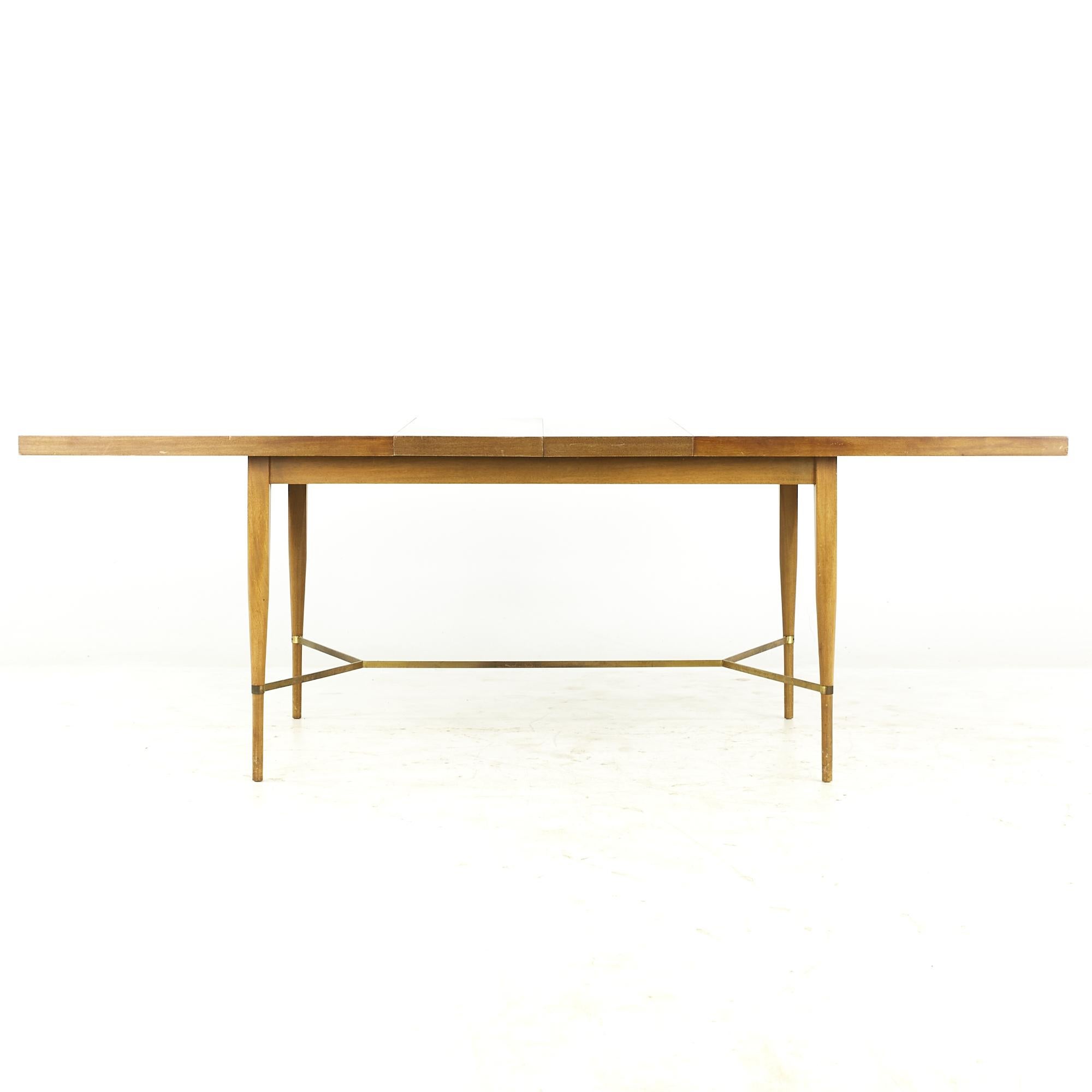 Paul McCobb for Calvin Midcentury Brass and Mahogany Dining Table with Leaves For Sale 6