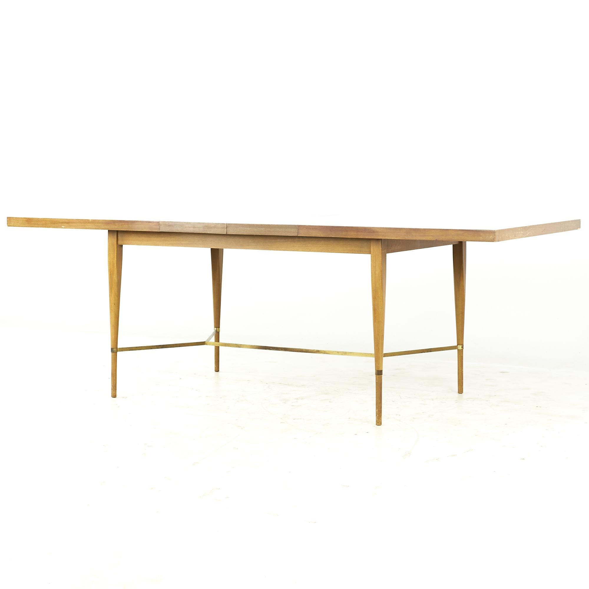 Paul McCobb for Calvin Midcentury Brass and Mahogany Dining Table with Leaves For Sale 7