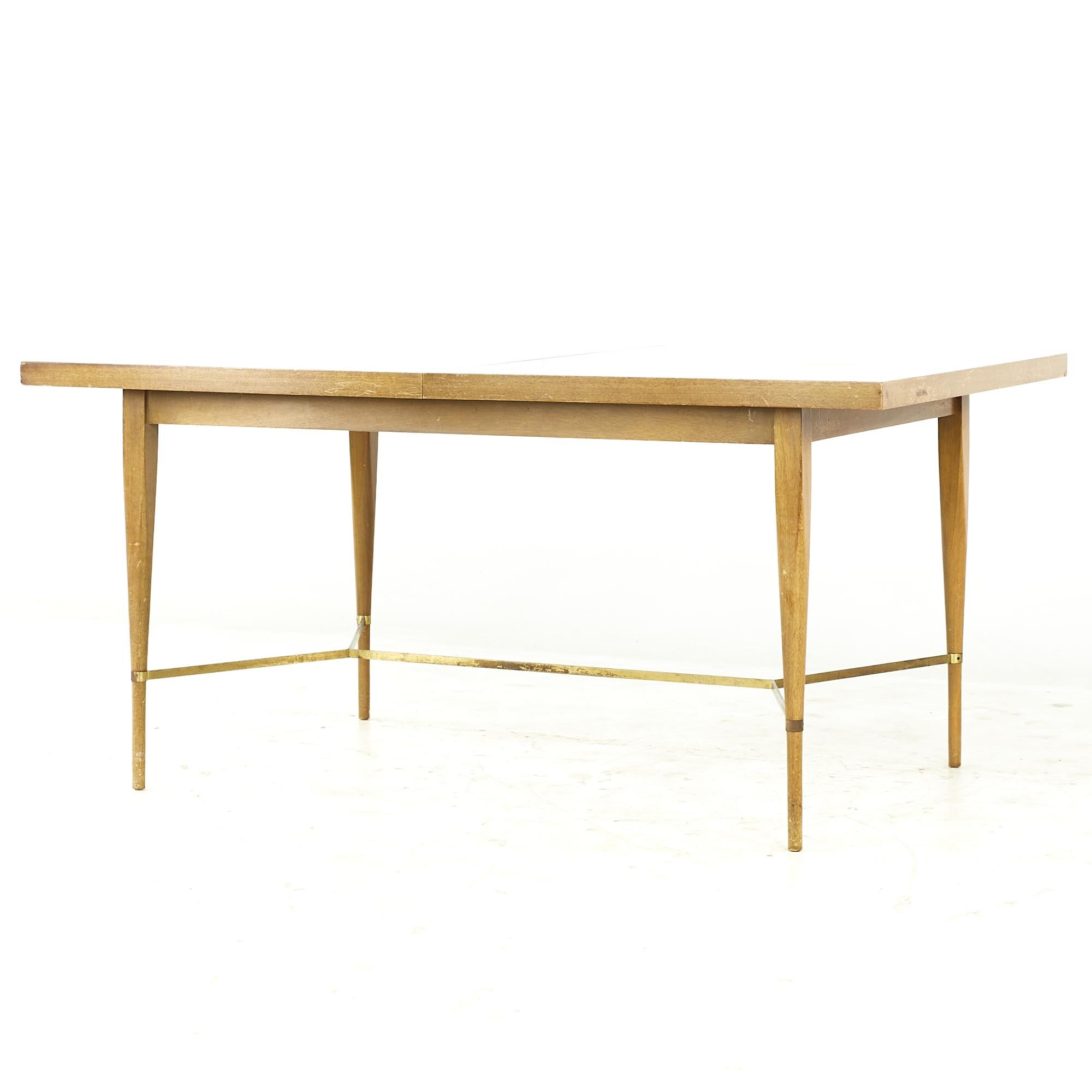 Mid-Century Modern Paul McCobb for Calvin Midcentury Brass and Mahogany Dining Table with Leaves For Sale