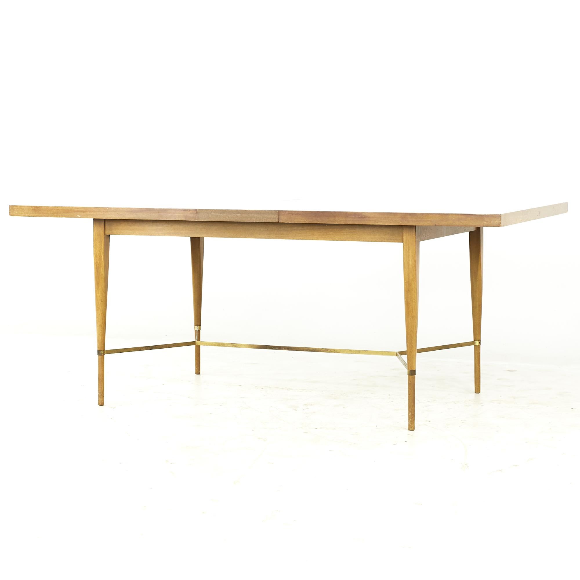 Paul McCobb for Calvin Midcentury Brass and Mahogany Dining Table with Leaves For Sale 3