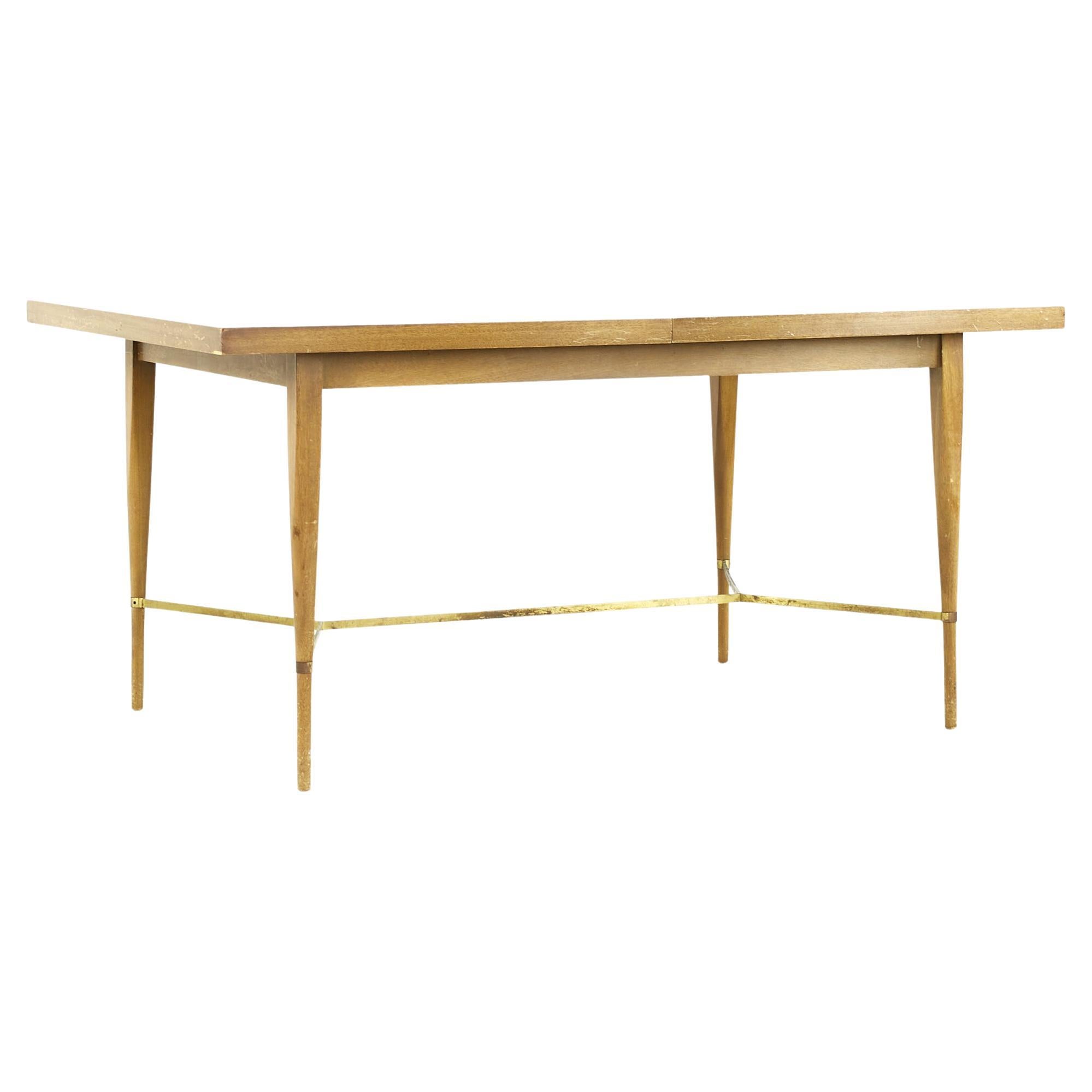 Paul McCobb for Calvin Midcentury Brass and Mahogany Dining Table with Leaves