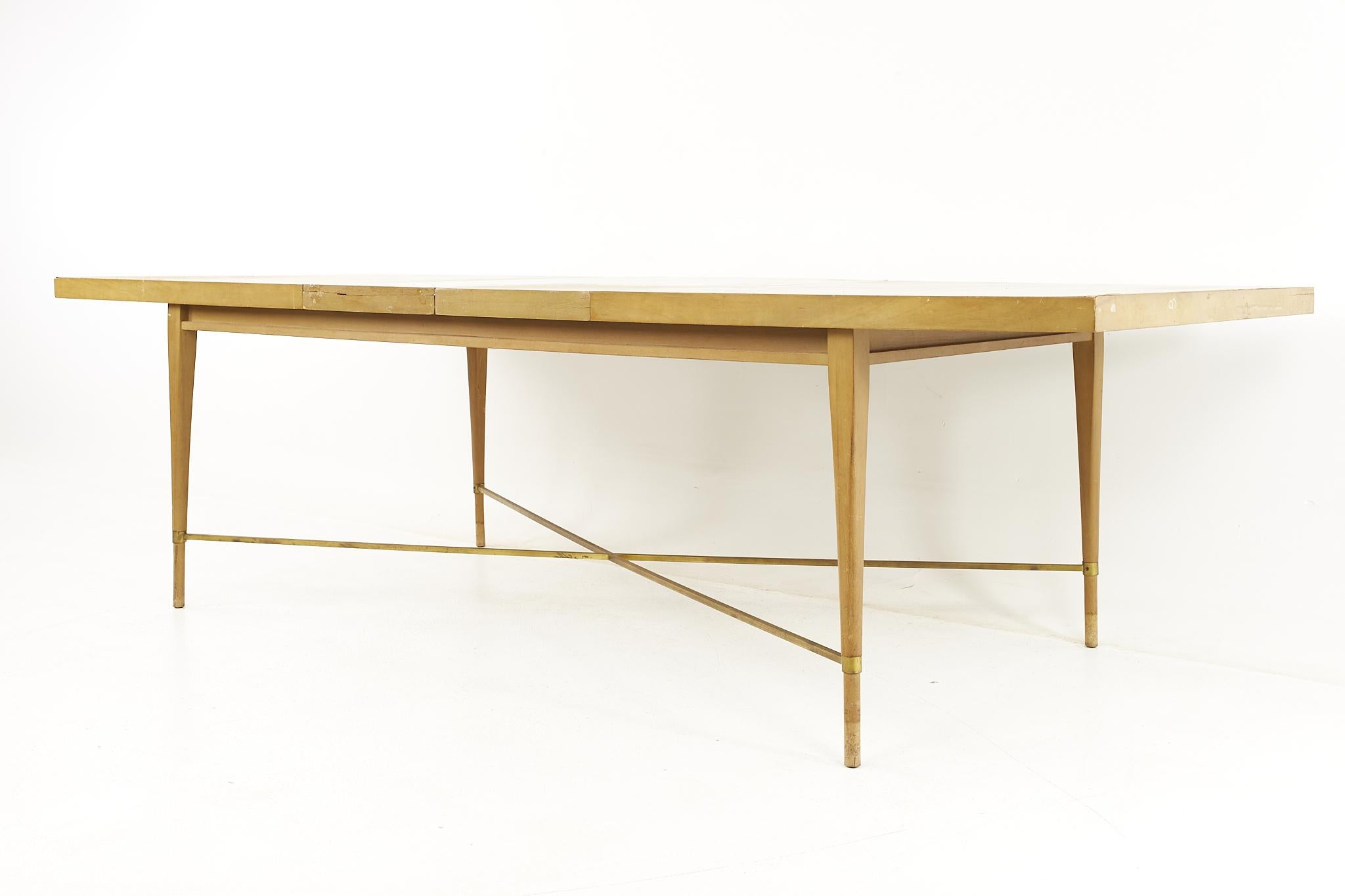 Paul McCobb for Calvin Mid Century Brass X Base Dining Table For Sale 4