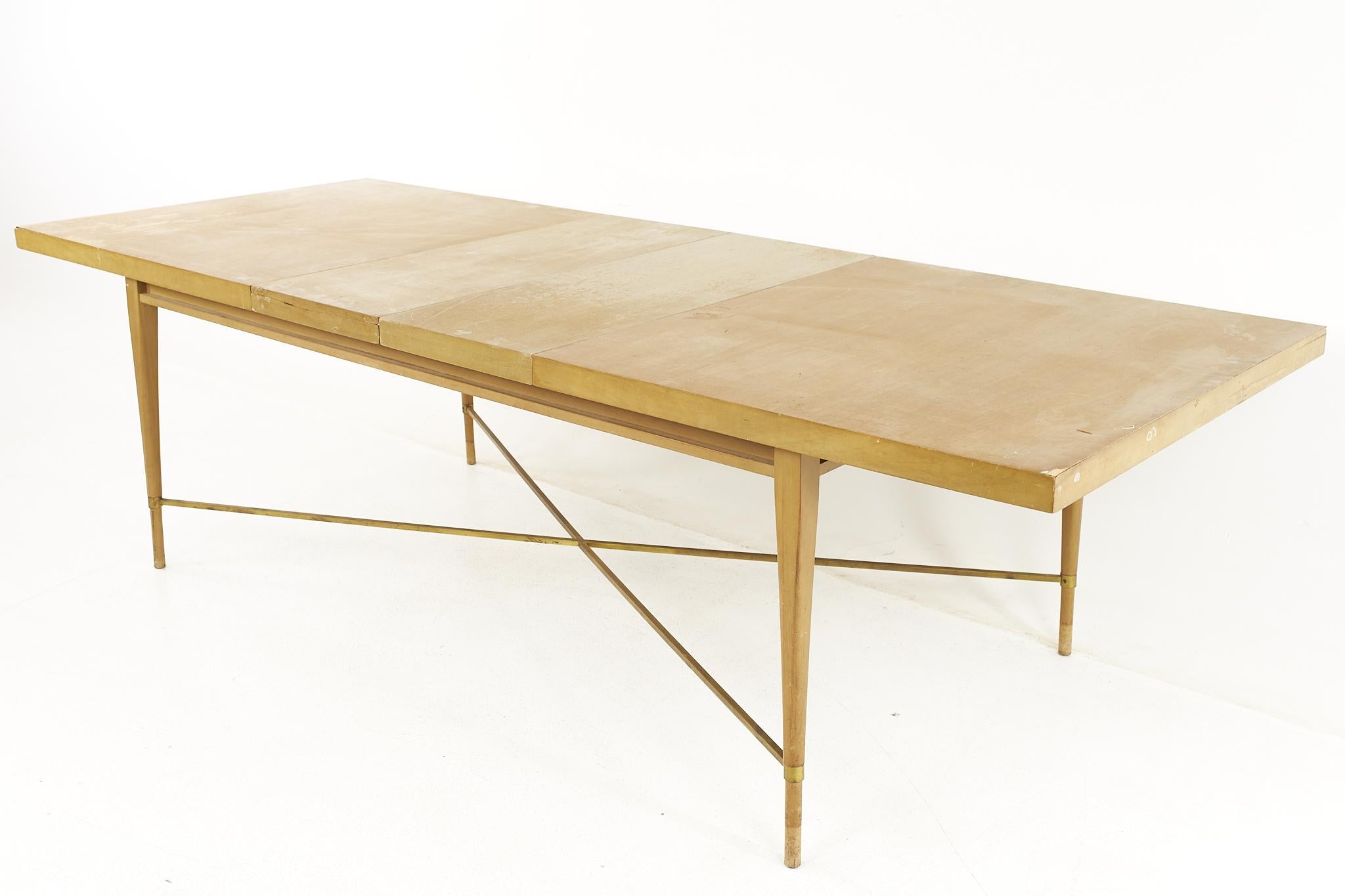 Paul McCobb table de salle à manger mi-siècle en laiton à base en forme de X pour Calvin en vente 5