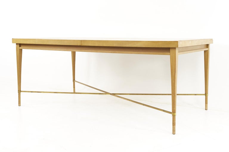Mid-Century Modern Paul McCobb for Calvin Mid Century Brass X Base Dining Table For Sale
