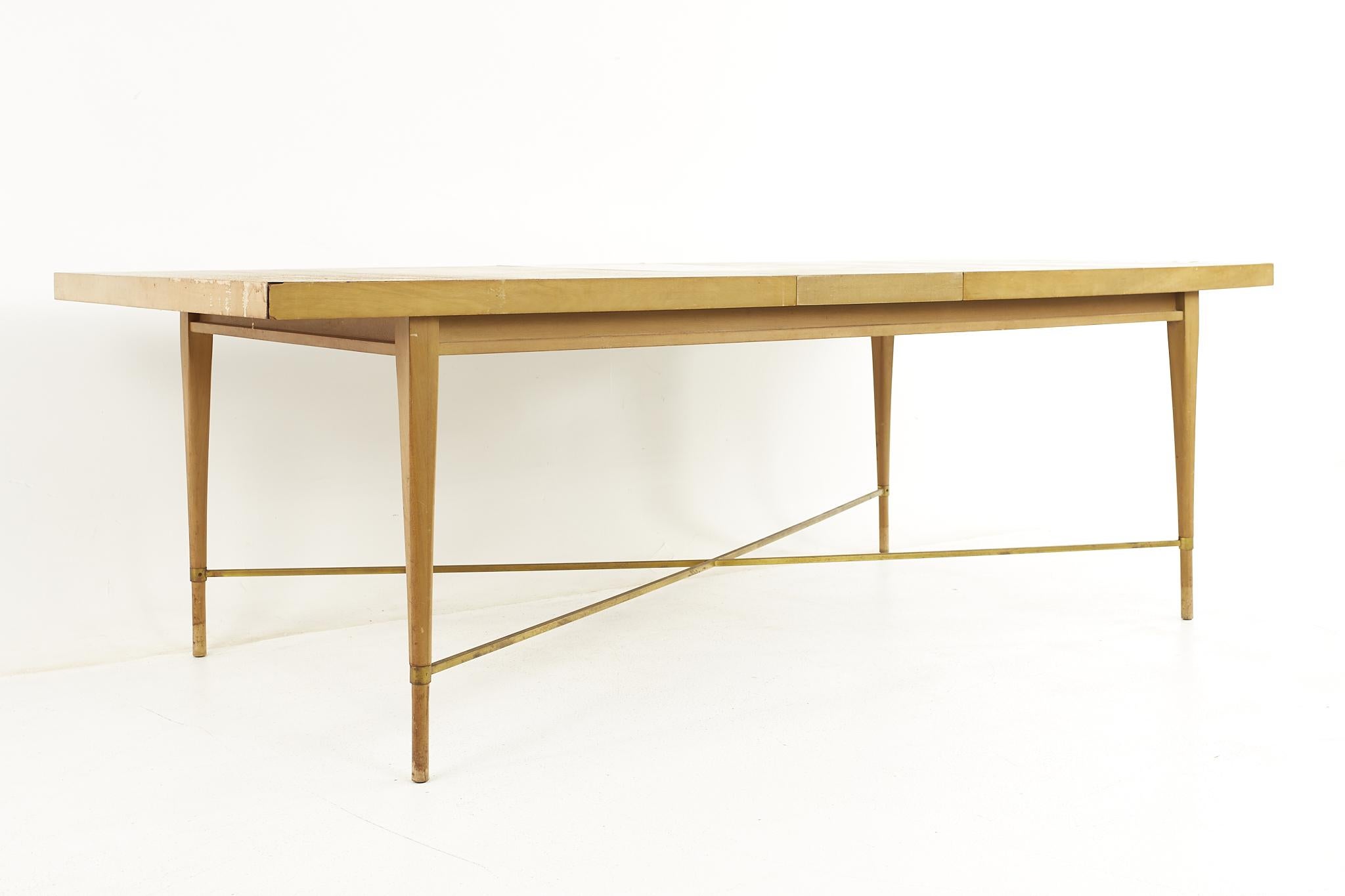 American Paul McCobb for Calvin Mid Century Brass X Base Dining Table For Sale