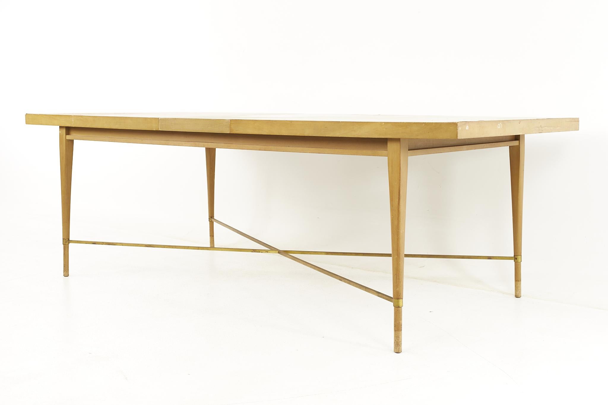 Late 20th Century Paul McCobb for Calvin Mid Century Brass X Base Dining Table For Sale