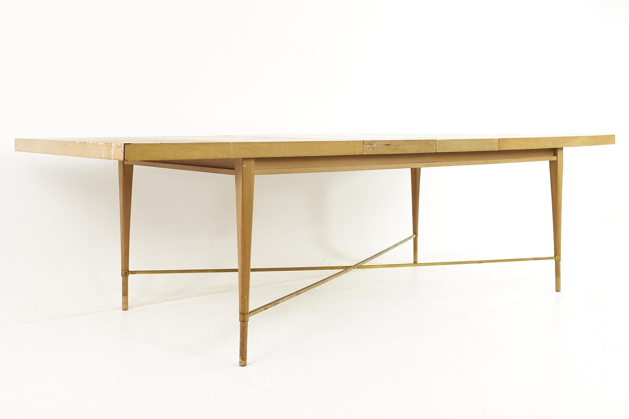 Paul McCobb for Calvin Mid Century Brass X Base Dining Table For Sale 2