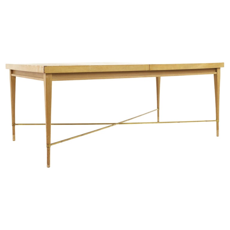 Paul McCobb for Calvin Mid Century Brass X Base Dining Table For Sale