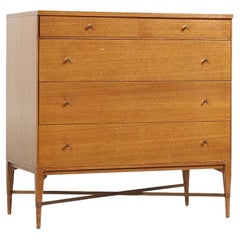 Paul McCobb for Calvin Mid Century Brass X Base Dresser Chest of Drawers 