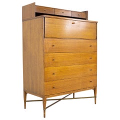 Paul McCobb for Calvin Mid Century Brass "X" Base Highboy Dresser