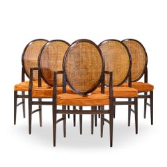 Paul McCobb for Calvin Mid Century Double Cane, Mahogany Dining Chair - Set of 6
