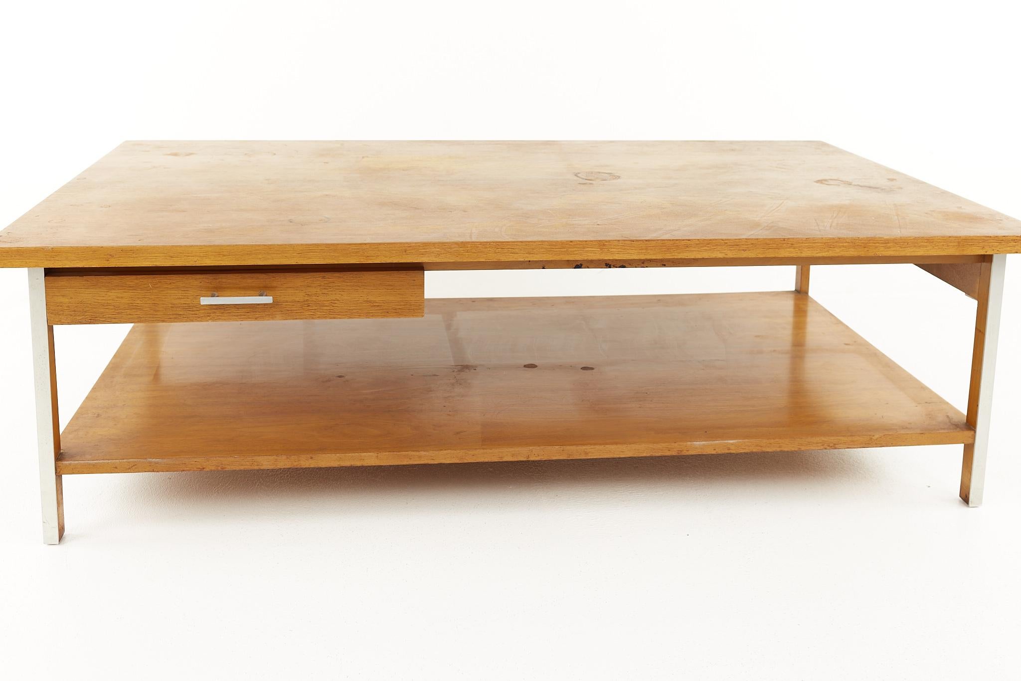 American Paul Mccobb for Calvin Mid Century Large Walnut Coffee Table For Sale