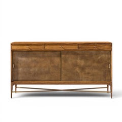 Paul McCobb für Calvin: Sideboard aus Mahagoni und Messing im Mid-Century-Stil