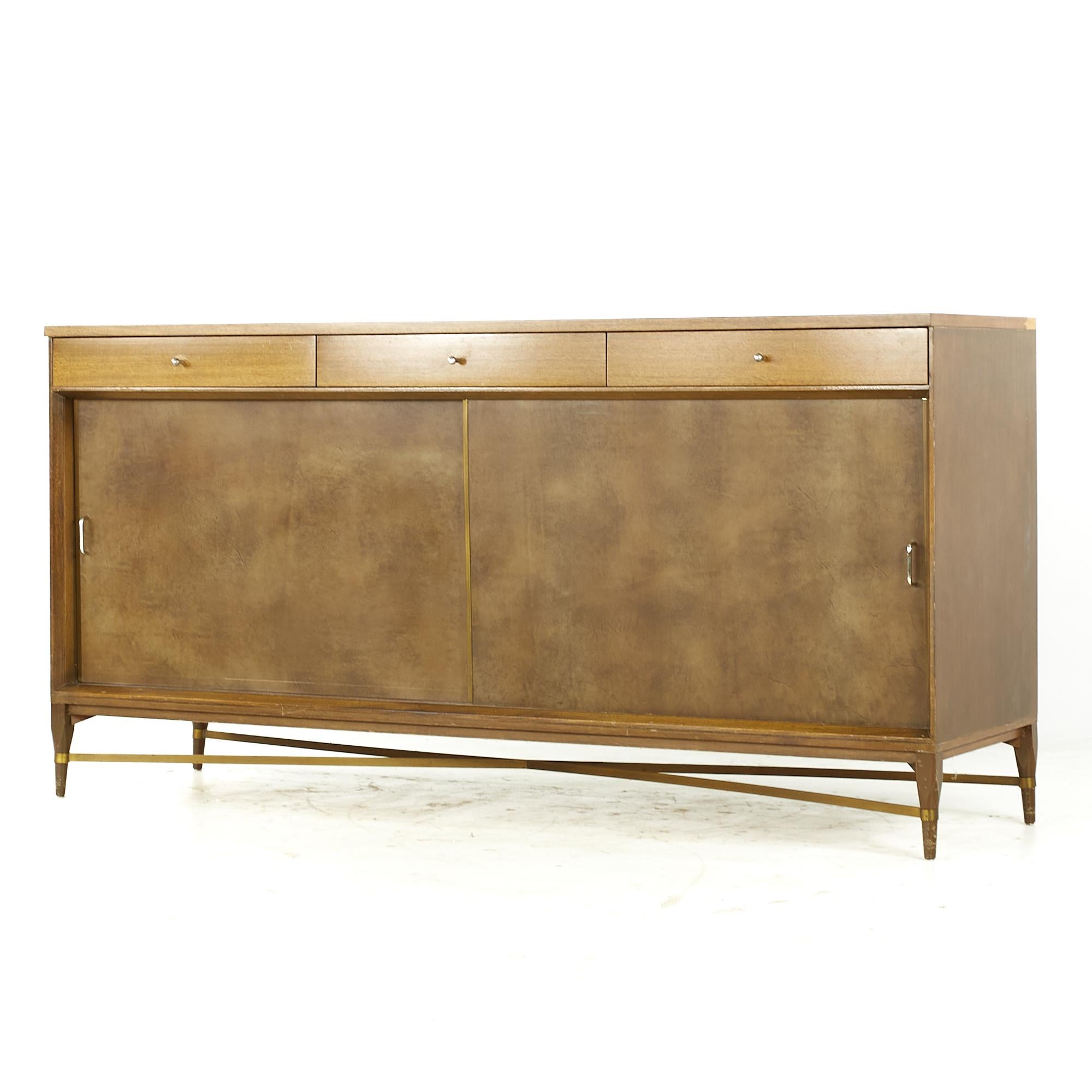 Mid-Century Modern Paul McCobb for Calvin Midcentury Mahogany and Brass Credenza For Sale