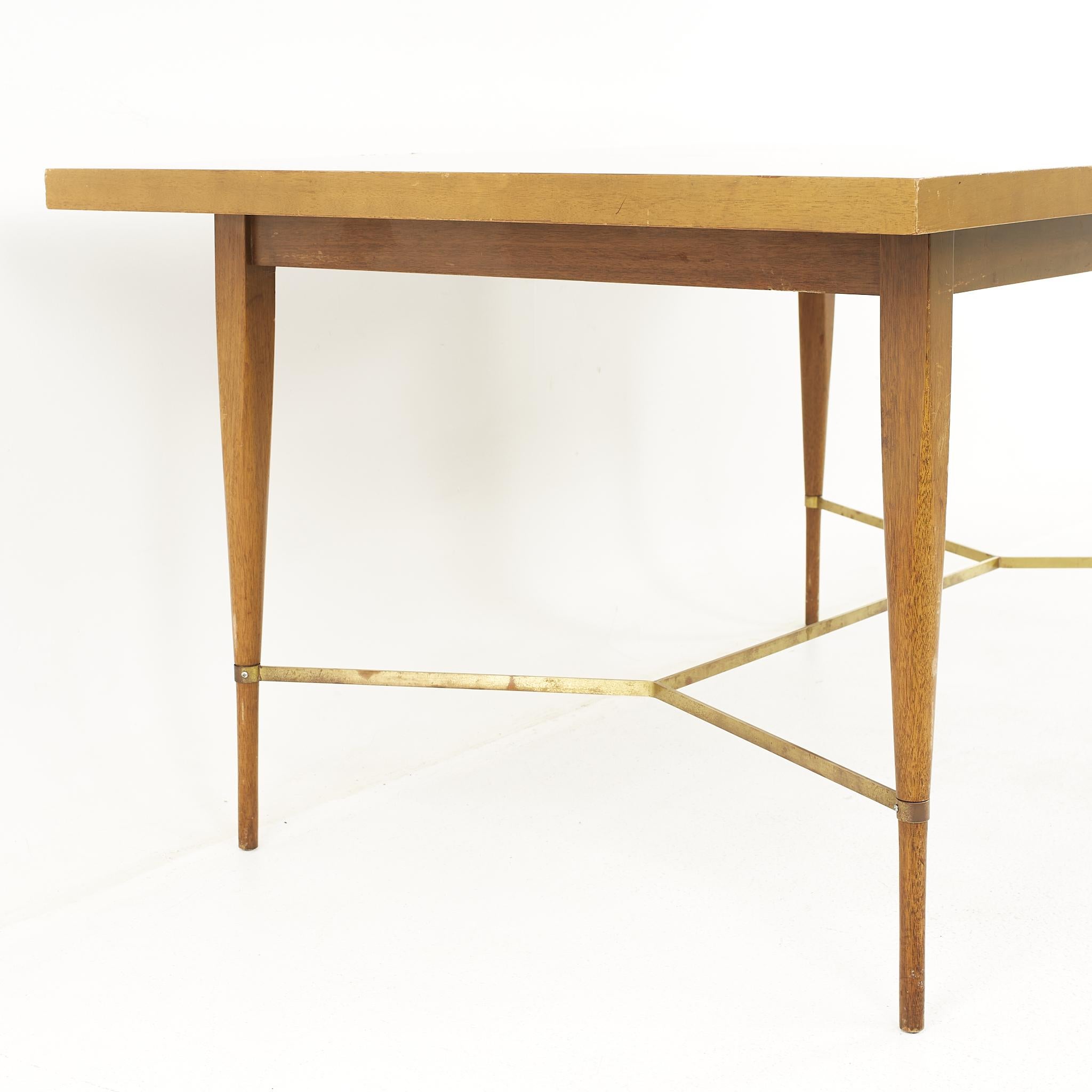 Paul McCobb for Calvin Mid Century Mahogany and Brass Expanding Dining Table For Sale 7