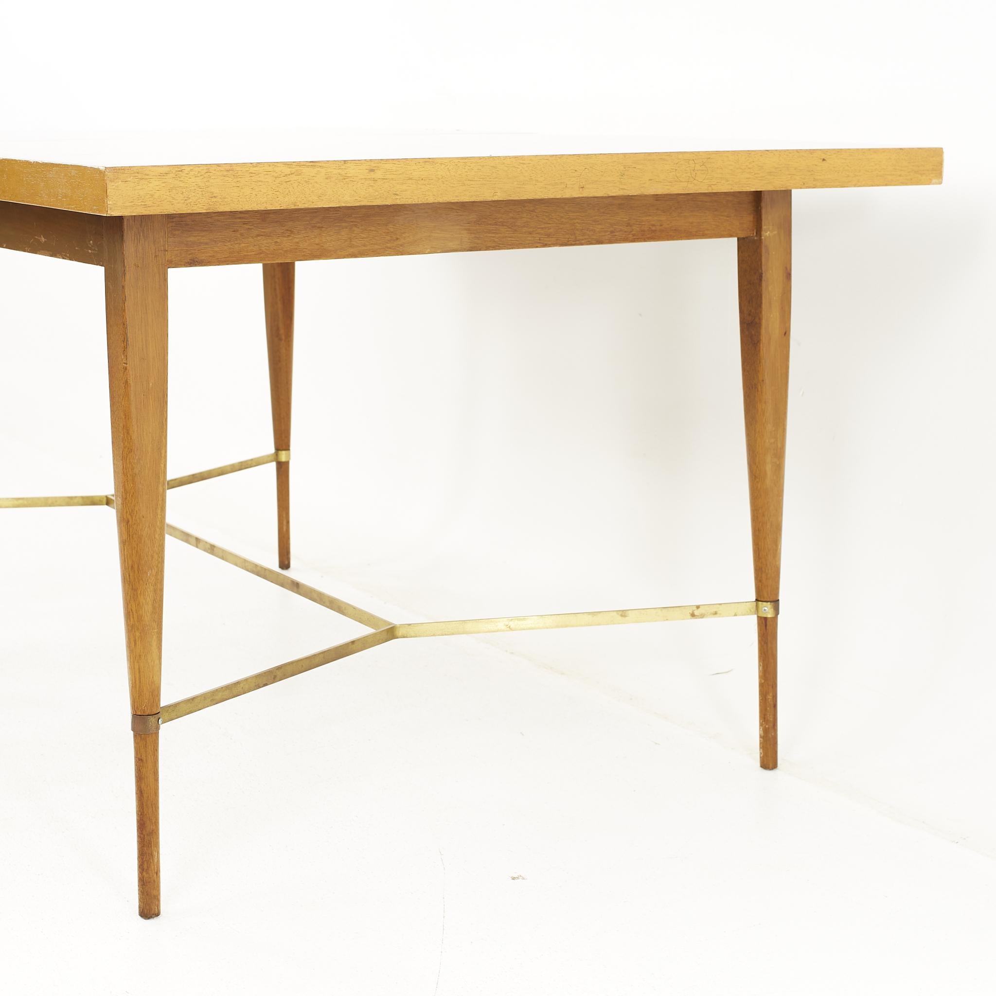 Paul McCobb for Calvin Mid Century Mahogany and Brass Expanding Dining Table For Sale 8