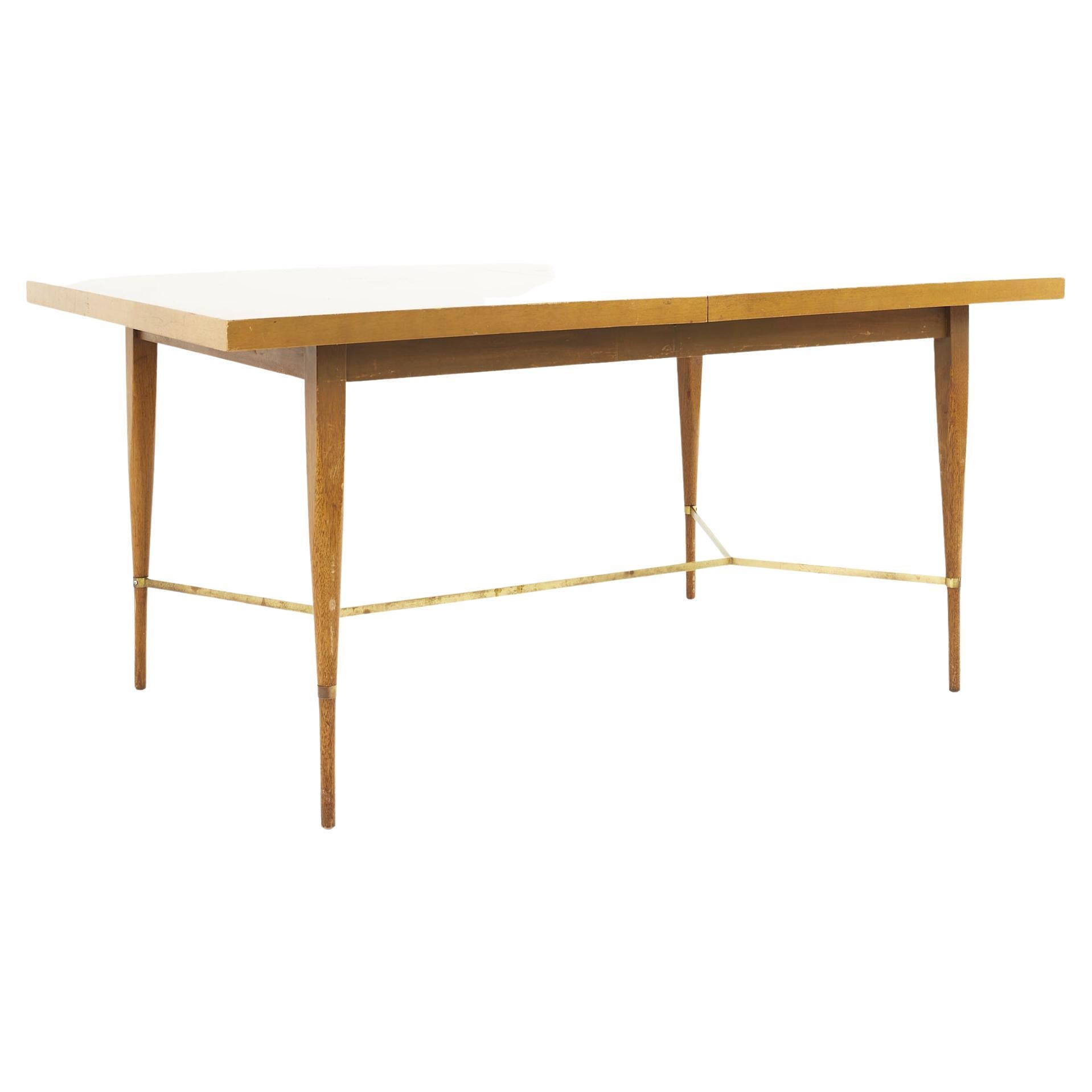 Paul McCobb for Calvin Mid Century Mahogany and Brass Expanding Dining Table For Sale