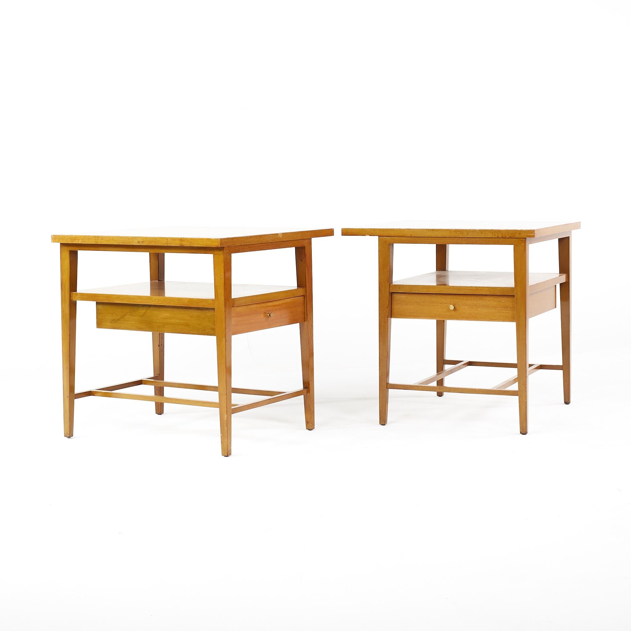 Paul McCobb for Calvin mid century maple end tables - Pair

Each end table measures: 22 wide x 22 deep x 22 inches high

All pieces of furniture can be had in what we call restored vintage condition. That means the piece is restored upon