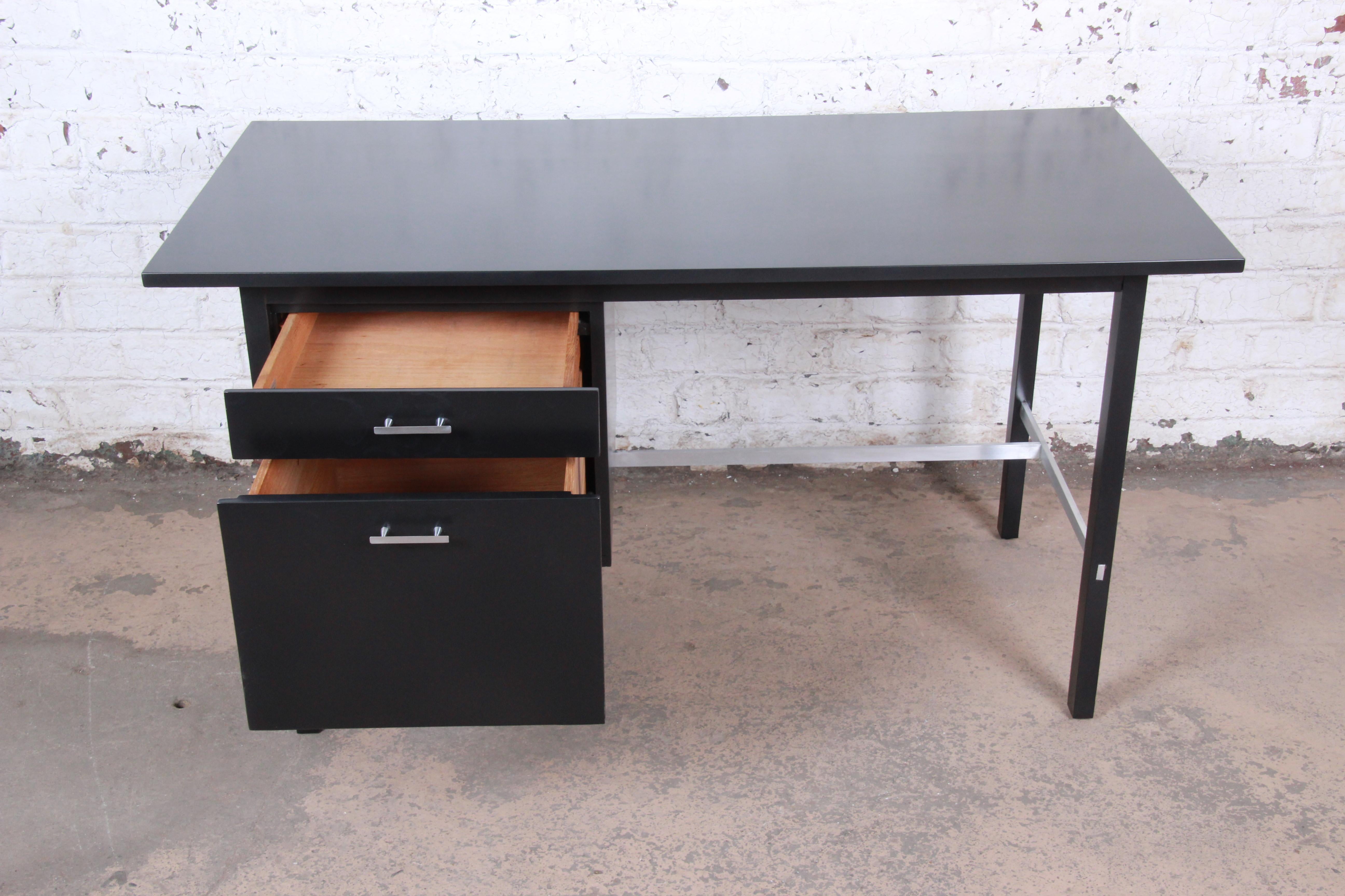 Paul McCobb for Calvin Mid-Century Modern Ebonized Desk, Newly Refinished 1