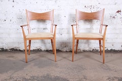 Paul McCobb for Calvin Mid-Century Modern Walnut Bow Tie Armchairs, Pair