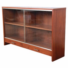 Paul McCobb for Calvin Mid-Century Modern Walnut Glass Front Bookcase