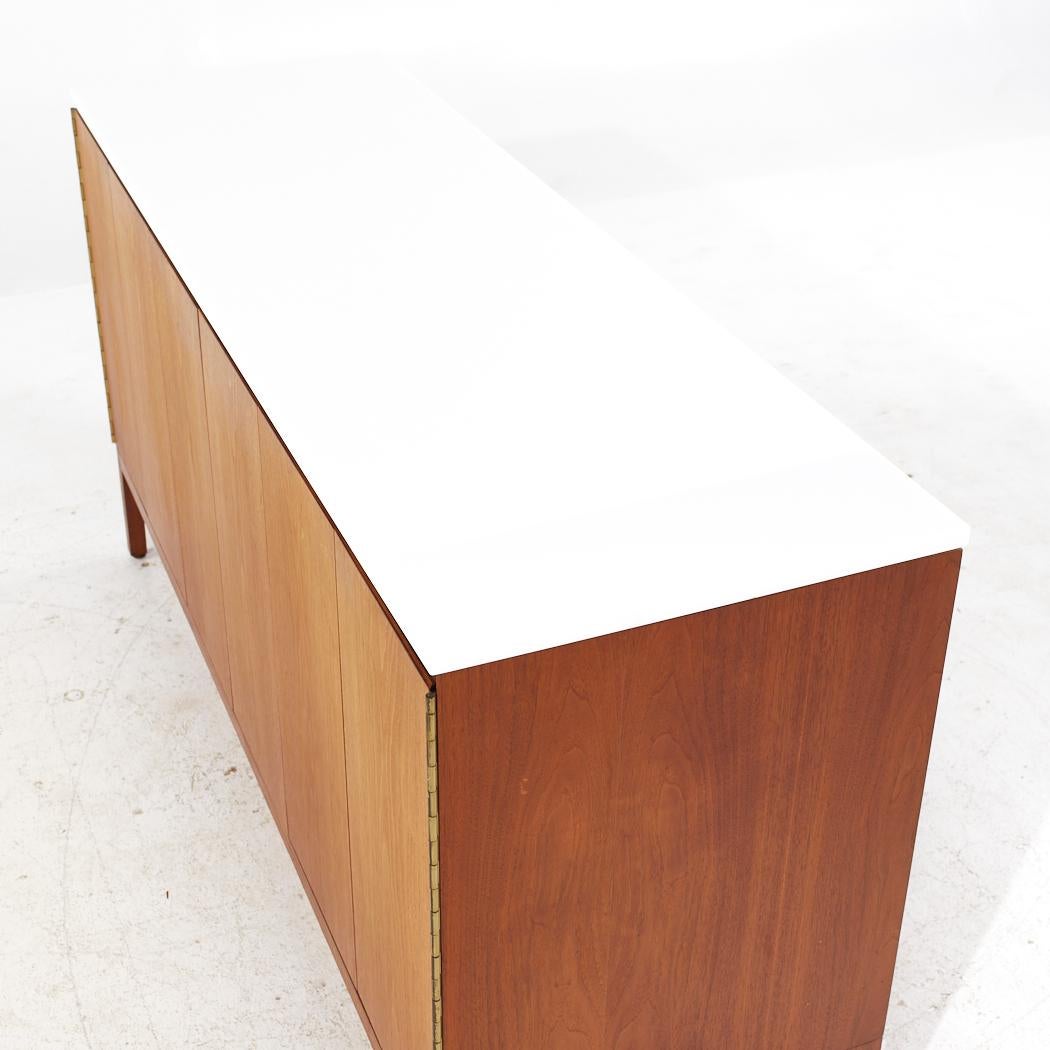 Paul McCobb for Calvin Mid Century Vitrolite and Bleached Mahogany Credenza For Sale 1