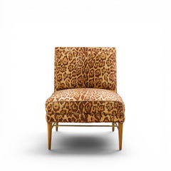 Paul McCobb for Calvin Mid Century Walnut and Brass Chaise Lounge