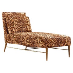 SOLD 02/21/24 Paul McCobb for Calvin Mid Century Walnut and Brass Chaise Lounge